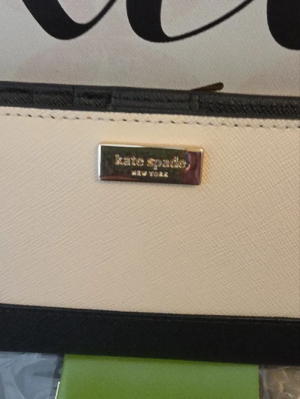 kate spade Bi-Color Cream and Black Zip Wallet